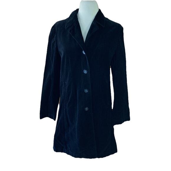 J. Jill Jackets & Blazers - J.Jill Women’s Long Velvet Jacket Sz 6P Black Classic Modern Goth Vampire